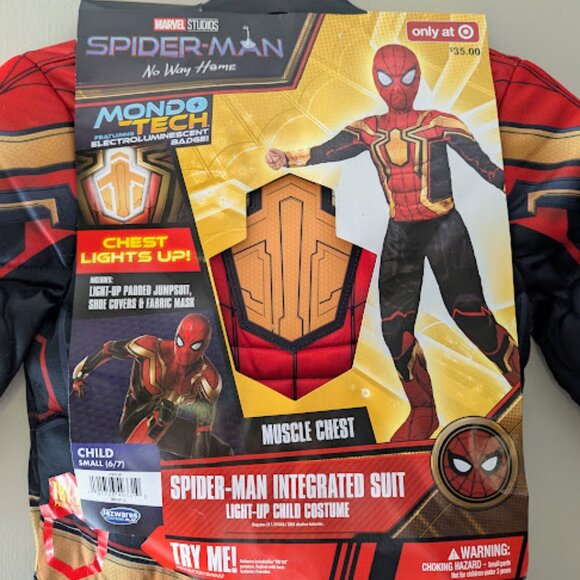 Marvel Spider Man No Way Home Light Up Childs Costume Suit Size Small 6/7 - Picture 3 of 6